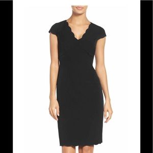 Adrianna Papell scallop neck black dress